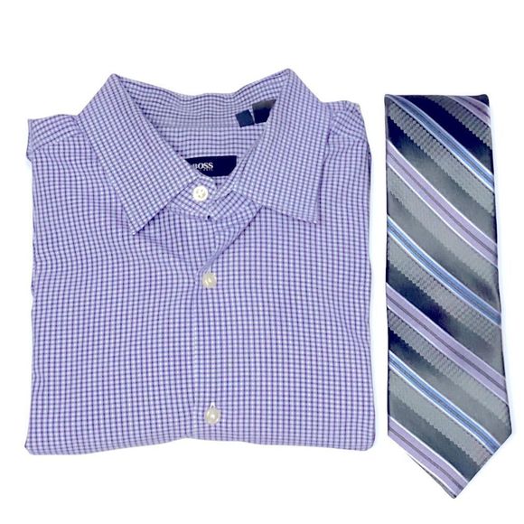 EUC Hugo Boss Sharp Fit Button Down Dress Shirt - Lavender - Picture 2 of 5